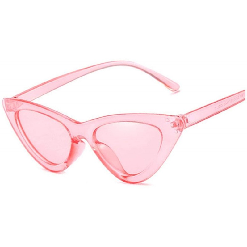 Oval Sexy Cat Eye Sunglasses Women Mirror Black Triangle Sun Glasses Lens Shades Eyewear UV400 - Pink - CE19858X0DG $21.93