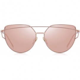 Square Fashion Women Cat Eye Sunglasses Coating Mirror Lens Sun glasses UV400 S7882 - Pink - CL12FYY9W9X $12.89