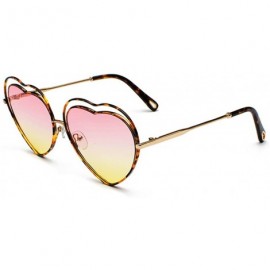 Butterfly Men's & Women's Glasses Metal Frame Colored Gradient Lens Sunglasses - Leopard Yellow Powder - CW18EQELG9Y $13.22