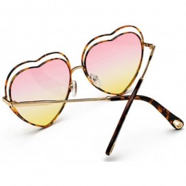 Butterfly Men's & Women's Glasses Metal Frame Colored Gradient Lens Sunglasses - Leopard Yellow Powder - CW18EQELG9Y $13.22