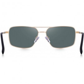 Square Men's Driving Polarized Sunglasses Metal Frame UV400 Protection - Gold&g15 - C218QHYTKZS $18.67