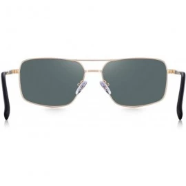 Square Men's Driving Polarized Sunglasses Metal Frame UV400 Protection - Gold&g15 - C218QHYTKZS $18.67