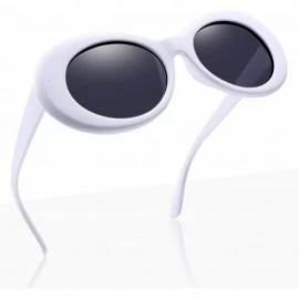 Oval Polarized Sunglasses for Women Men - Retro Clout Sun Glasses with Oval Thick Frame - Black+white - CZ199UNRY7Q $18.73