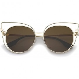 Cat Eye Oversize Metal Cutout Frame Arrow Accent Flat Lens Cat Eye Sunglasses 57mm - Gold-gold / Brown - CB12NRWQ5DD $7.94