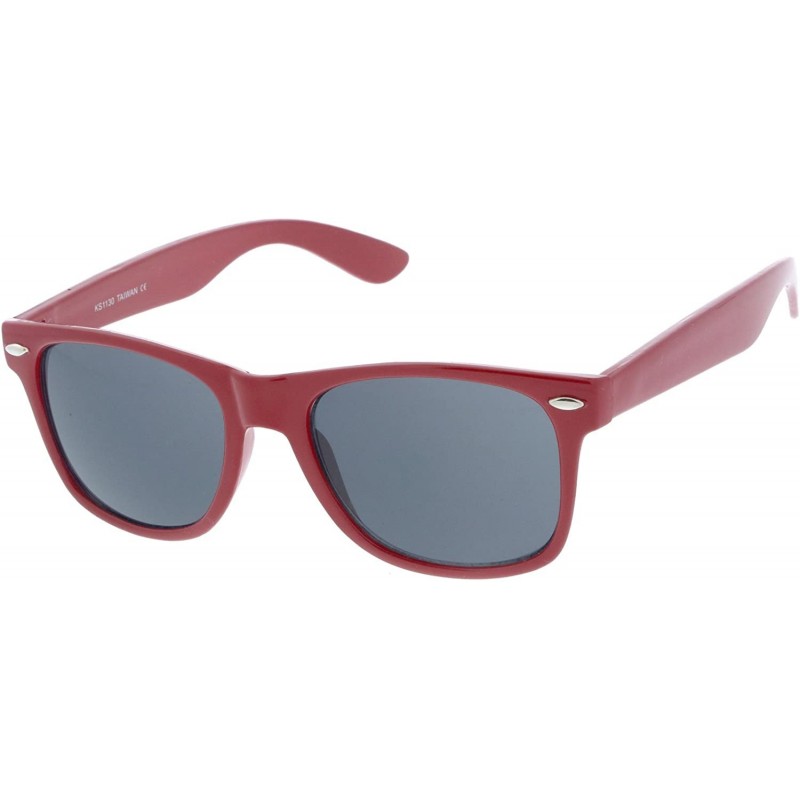 Wayfarer Retro Wide Temples Neutral-Colored Lens Horn Rimmed Sunglasses 55mm - Red / Smoke - C112N3BMGPX $11.32