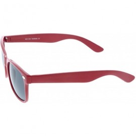 Wayfarer Retro Wide Temples Neutral-Colored Lens Horn Rimmed Sunglasses 55mm - Red / Smoke - C112N3BMGPX $11.32