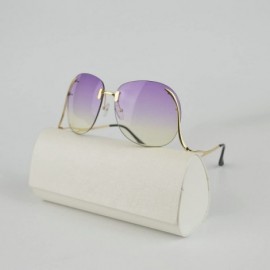 Round Unique Design Rimless Round Sunglasses Plain and Color With Box - Gold-purpleyellow - CT12L0X5X31 $9.85