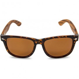 Oval Walnut Wood Sunglasses Polarized for Men Women with Wooden Case - Leopard - CI18AEHRU20 $27.65