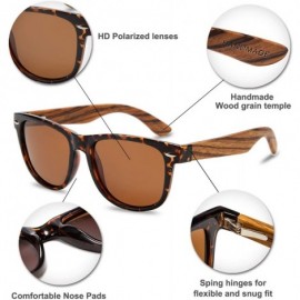 Oval Walnut Wood Sunglasses Polarized for Men Women with Wooden Case - Leopard - CI18AEHRU20 $27.65