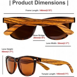 Oval Walnut Wood Sunglasses Polarized for Men Women with Wooden Case - Leopard - CI18AEHRU20 $27.65