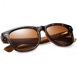 Oval Walnut Wood Sunglasses Polarized for Men Women with Wooden Case - Leopard - CI18AEHRU20 $27.65