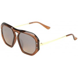 Butterfly Geometric Thick Plastic Frame Metal Temple Sunglasses - Brown Crystal - C0197UWINHW $16.06