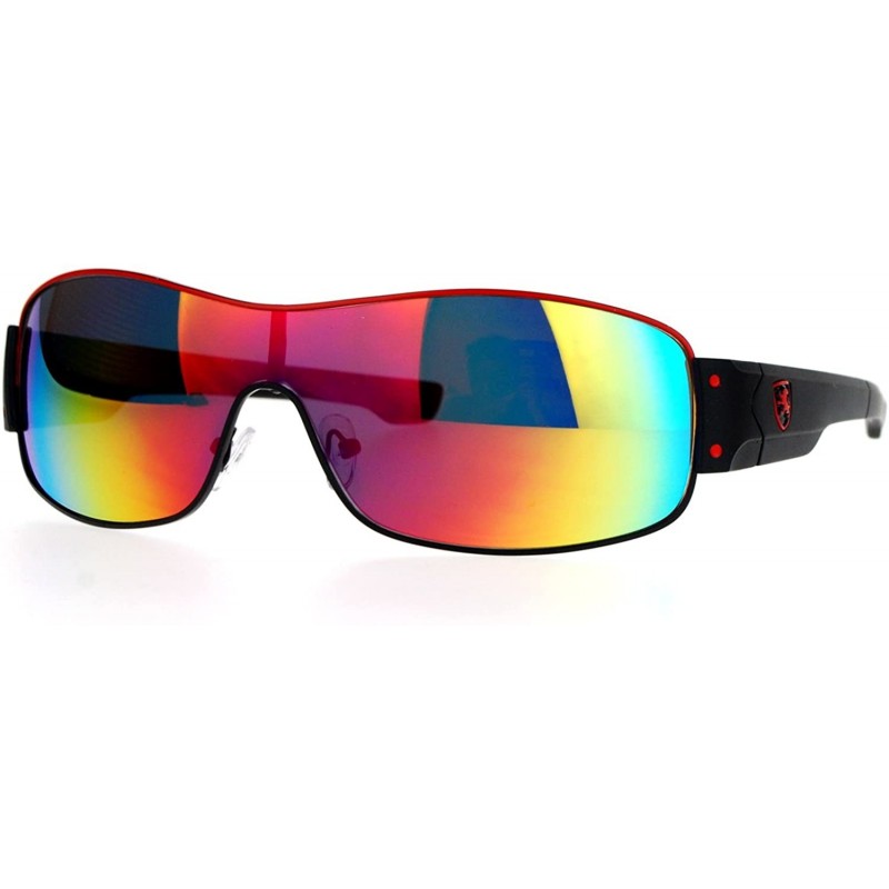 Shield Mens Mirrored Color Mirror Shield Warp Racer Sport Sunglasses - Red Rusta - CT12GOHHKQ1 $10.20