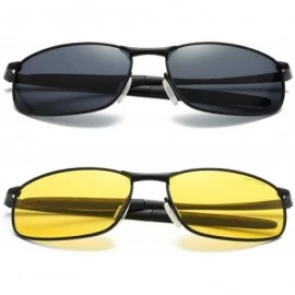 Rectangular Polarized Sunglasses For Men Rectangle Metal Frame Retro Sun Glasses AE0395 - C01925QQGXO $16.37