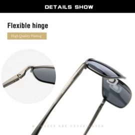 Rectangular Polarized Sunglasses For Men Rectangle Metal Frame Retro Sun Glasses AE0395 - C01925QQGXO $16.37