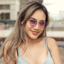 Square Retro Chic Octagon Shaped Metal Sunglasses w/Flat Lens M5112-FL - Gunmetal/Purple Lens - C7185Q0SCS0 $15.79