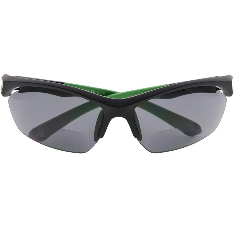 Rimless Retro Mens Womens Sports Half-Rimless Bifocal Sunglasses Black Frame/Green Arm+2.50 - Black Frame/Green Arm - CV189X5...