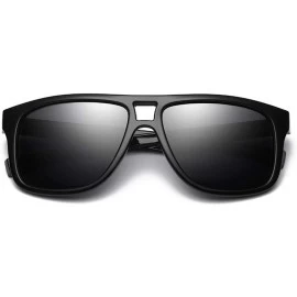 Oversized UV400 Polarized Men Square Sunglasses Men Fishing - C6 Matte Black - CC18M3MYGAD $37.07