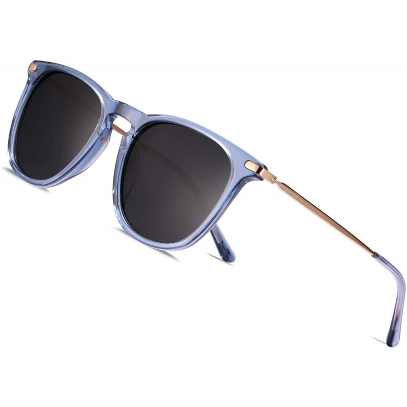 Sport Polarized Sunglasses Protection Lightweight - Rectangular Transparent Frame / Blue Lens - CL1902ZTR4C $22.10