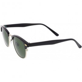 Rimless Classic Horn Rimmed Neutral Colored Lens Semi-Rimless Sunglasses 49mm - Black-silver / Green - CB12O3XOWZD $12.62