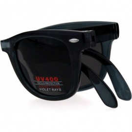 Rectangular Collapsible Folding Hipster Plastic Horn Rim Sunglasses - Slate - CD18GS36GUQ $14.31