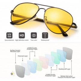 Aviator Night-driving Glasses - HD-Vision Yellow Glasses - for Fashion Men & Women - Polarized Lens Anti Glare - C018X7MK8ZM ...