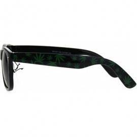 Rectangular Mens Marijuana Leaf Pot Head Stoner Horn Rim Plastic Sunglasses - Green - CQ1875OK8U3 $11.56