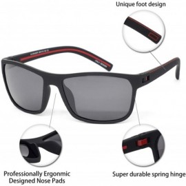 Rectangular Sports Polarized Sunglasses TR90 Frame with UV Protection Outdoor Eyewear Glasses for Men Women - C218WRYKS0Y $14.07