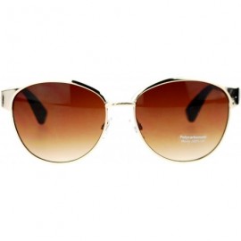 Wayfarer Womens Metal Half Horn Rim Look Retro Fashion Sunglasses - Gold Leopard - CR11ZP3CCPF $9.55