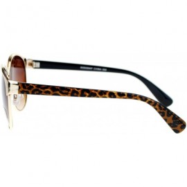 Wayfarer Womens Metal Half Horn Rim Look Retro Fashion Sunglasses - Gold Leopard - CR11ZP3CCPF $9.55