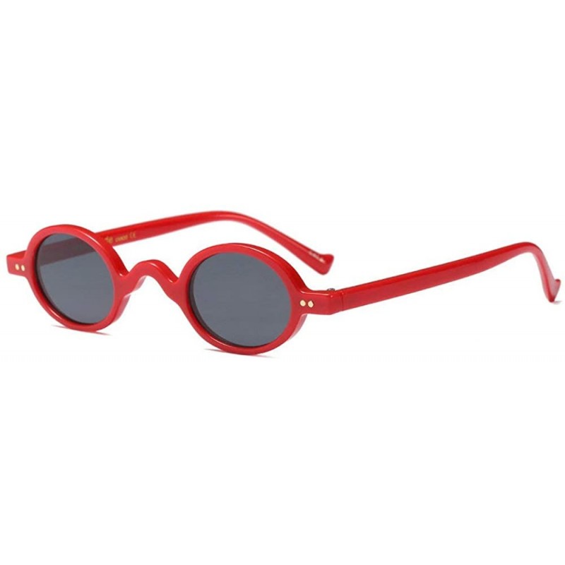 Round Punk Small Round Sunglasses for Women Vintage Brand Sun Glasses Male Chic Mini Eyewear Black Red Shades - Red - CB192QH...