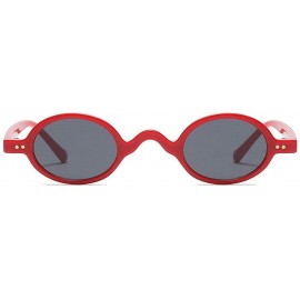 Round Punk Small Round Sunglasses for Women Vintage Brand Sun Glasses Male Chic Mini Eyewear Black Red Shades - Red - CB192QH...