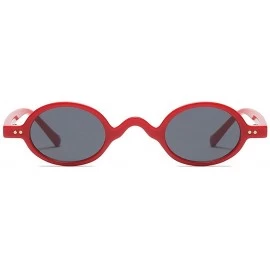 Round Punk Small Round Sunglasses for Women Vintage Brand Sun Glasses Male Chic Mini Eyewear Black Red Shades - Red - CB192QH...