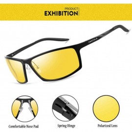 Goggle HD Night Driving Glasses Yellow Lenses Anti Glare Glasses Polarized Sunglasses Al-Mg Frame Sun Glasses (Black-) - CT18...