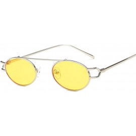 Oval 2019 Fashion Small Oval Metal Frame Chic Clear Candy Color Lens Female Hip Hop Punk Sunglasses - Yellow - CU18QRX0MMO $1...