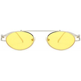 Oval 2019 Fashion Small Oval Metal Frame Chic Clear Candy Color Lens Female Hip Hop Punk Sunglasses - Yellow - CU18QRX0MMO $1...