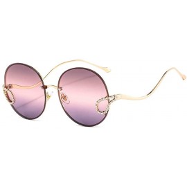 Round Vintage Round Sunglasses for Women 2020 Fashion Luxury Diamond Gradient Eyewear Ladies Chic Sun Glasses - CF192YU8CYQ $...