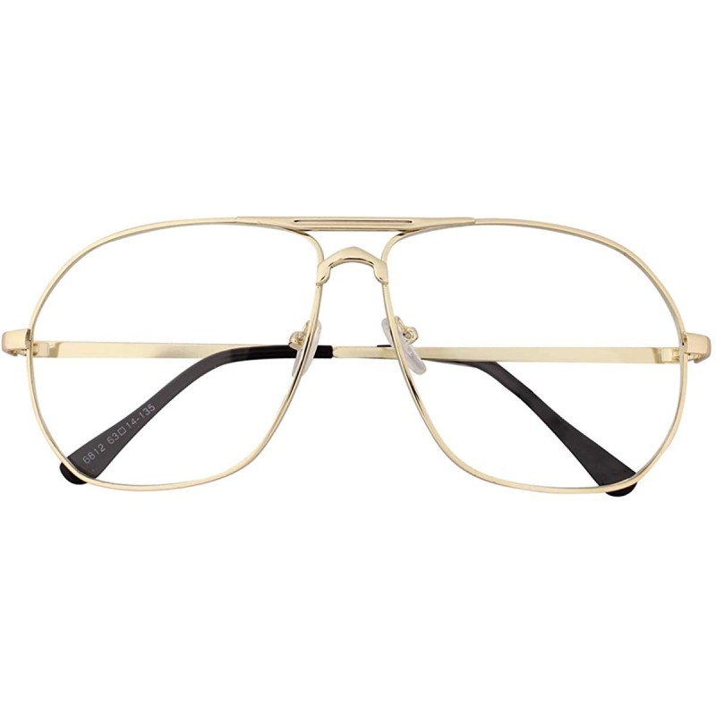 Aviator Vintage Aviator Eyeglasses Metal Frames Clear Lens Glasses Non-prescription - Gold 68121 - CC18LXT96DZ $12.25