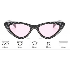 Cat Eye Retro Rhinestone Cat Eye Sunglasses for Women Clout Goggles Plastic Frame Glasses - Pink - CX18E5GR2G2 $10.70