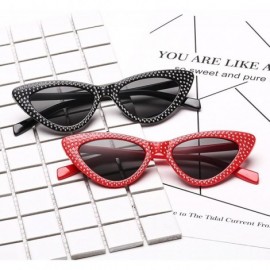 Cat Eye Retro Rhinestone Cat Eye Sunglasses for Women Clout Goggles Plastic Frame Glasses - Pink - CX18E5GR2G2 $10.70