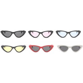 Cat Eye Retro Rhinestone Cat Eye Sunglasses for Women Clout Goggles Plastic Frame Glasses - Pink - CX18E5GR2G2 $10.70