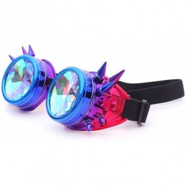 Round Retro Victorian Steampunk Goggles Rainbow Prism Kaleidoscope Glasses - Blue Purple(spike) - C718SQYSW7H $11.99