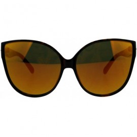 Cat Eye Womens Color Mirror Oversize Plastic Cat Eye Mod Diva Sunglasses - Tortoise Orange - CH18CIAA8TT $8.51