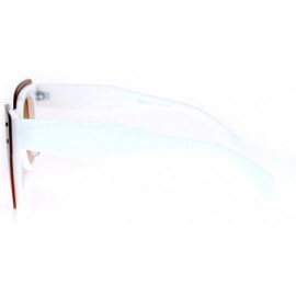 Rimless Flat Panel Lens Rimless Horn Rim Rectangular Sunglasses - White Brown - CS12MYZJJU4 $13.27