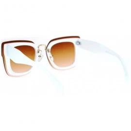 Rimless Flat Panel Lens Rimless Horn Rim Rectangular Sunglasses - White Brown - CS12MYZJJU4 $13.27