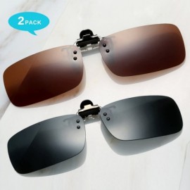 Oversized Polarized Clip on Sunglasses Unisex Frameless Rectangle Lens (2-Pack) - Black + Brown - CS18ETEI5GN $12.35