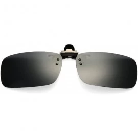 Oversized Polarized Clip on Sunglasses Unisex Frameless Rectangle Lens (2-Pack) - Black + Brown - CS18ETEI5GN $12.35