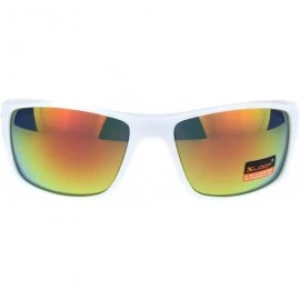 Rectangular Xloop Sunglasses American Flag Design Mens Rectangular Biker Shades UV 400 - White Flag (Orange Mirror) - CB192LC...