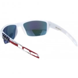 Rectangular Xloop Sunglasses American Flag Design Mens Rectangular Biker Shades UV 400 - White Flag (Orange Mirror) - CB192LC...