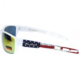 Rectangular Xloop Sunglasses American Flag Design Mens Rectangular Biker Shades UV 400 - White Flag (Orange Mirror) - CB192LC...